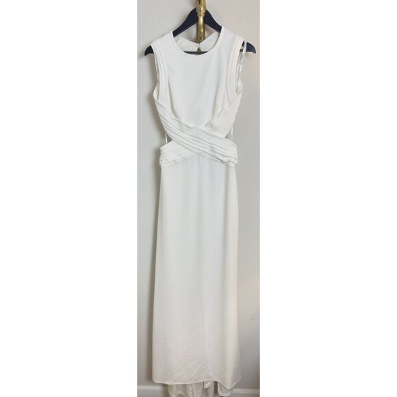 TADASHI SHOJI Tenney Maxi Evening Dress in White Size Medium - Picture 2 of 9